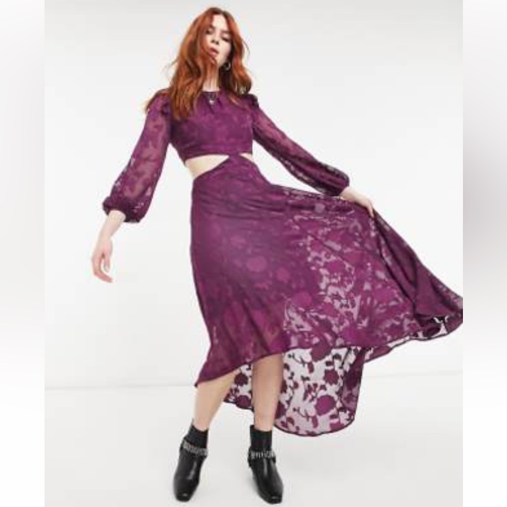 DARK PINK LONDON cut out high low midi dress